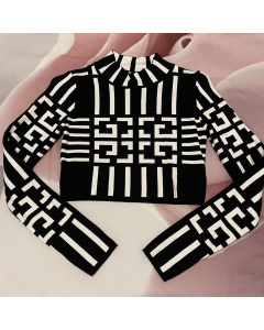 Women's Long Sleeve Geometric Print Mesh T-Shirt Top