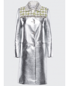 Miu Miu  Crystal Metallic Leather Coat